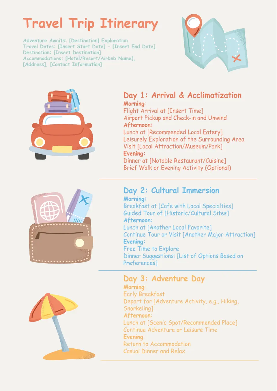 Travel Trip Itinerary Template