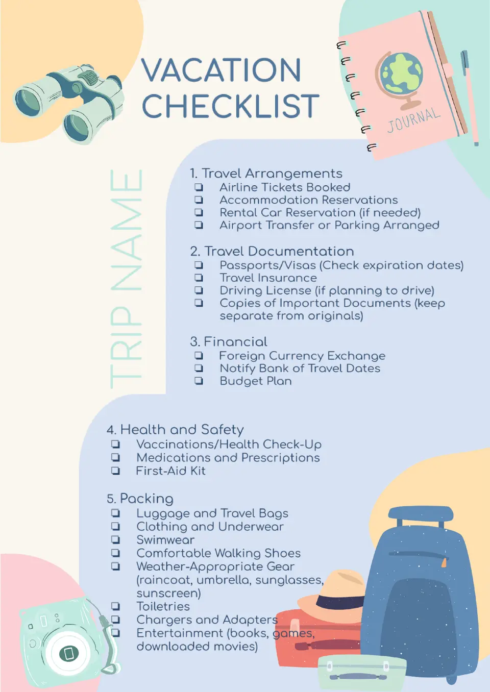 Vacation Checklist Template