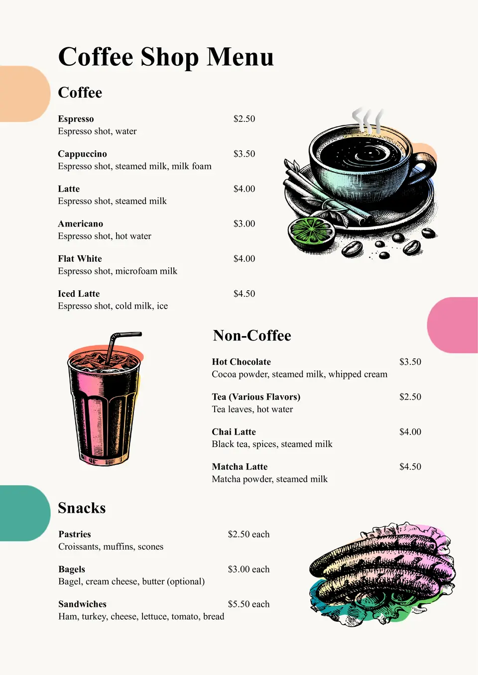 Free Coffee Shop Menu Template For Google Docs