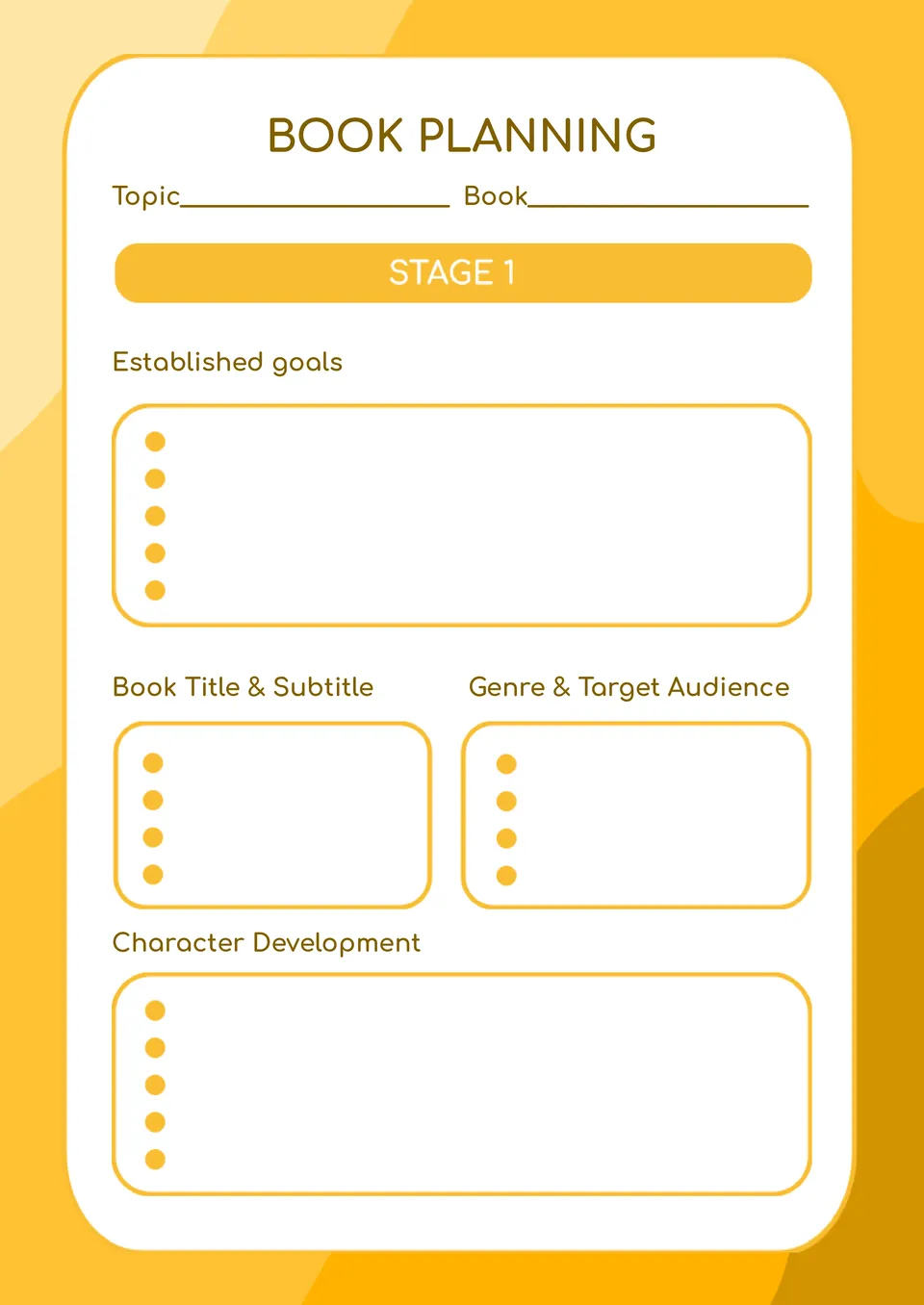 Book Planning Template