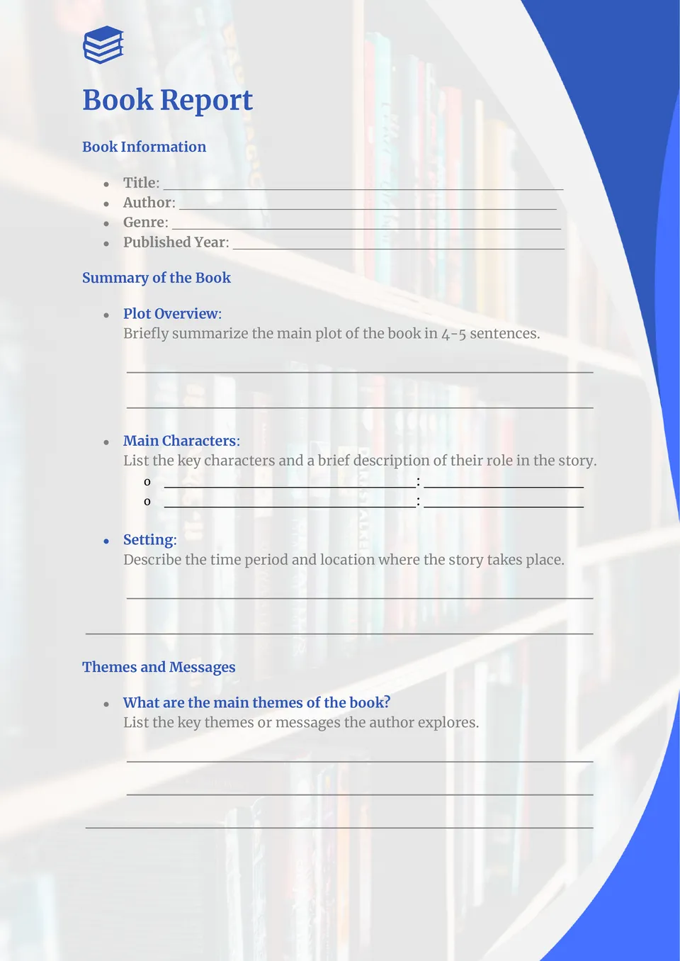 Book Report Template