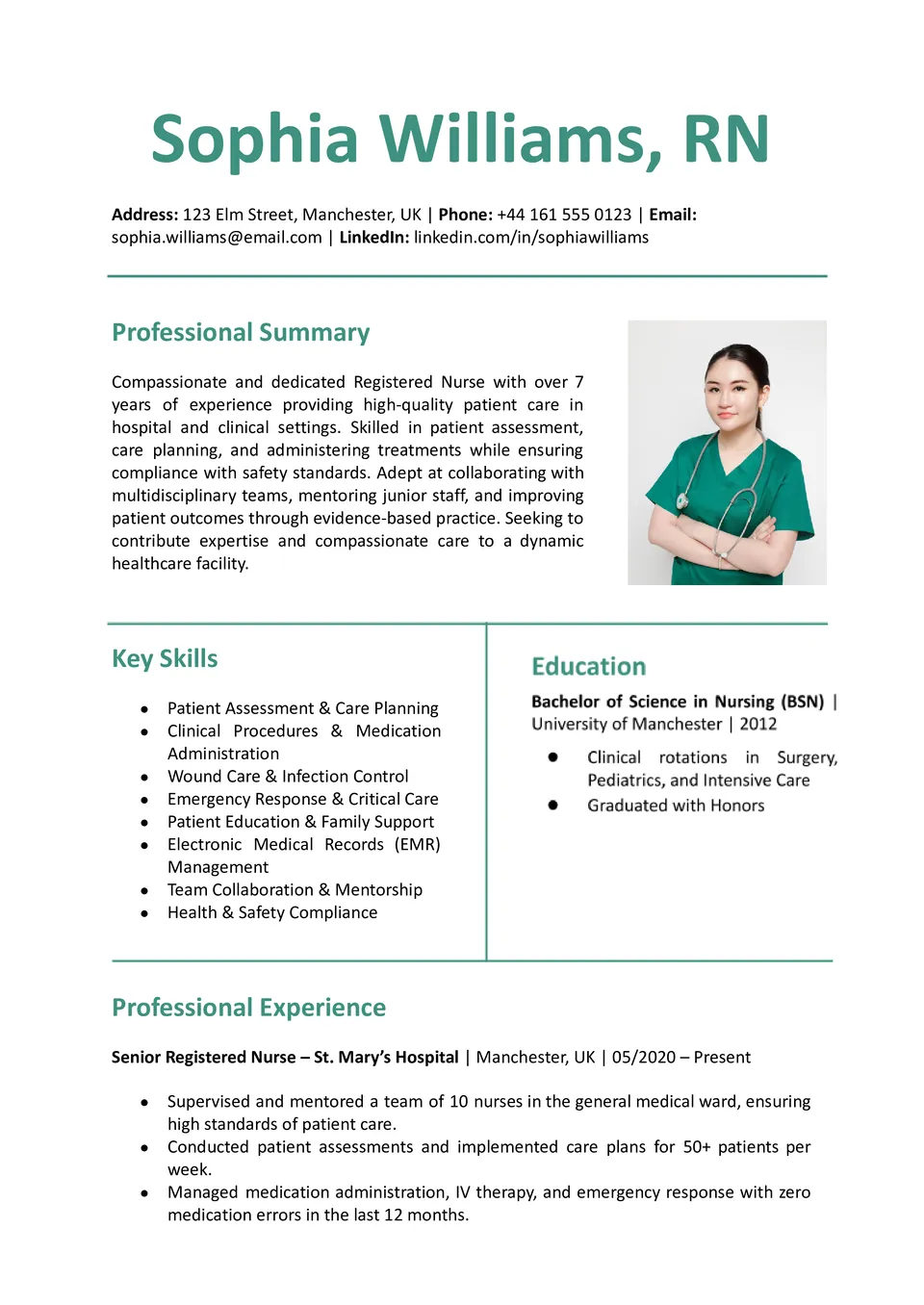 CV Nursing Template