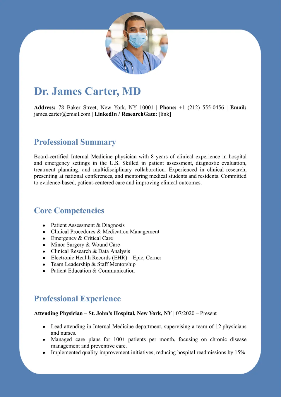 Medical Doctor CV Template