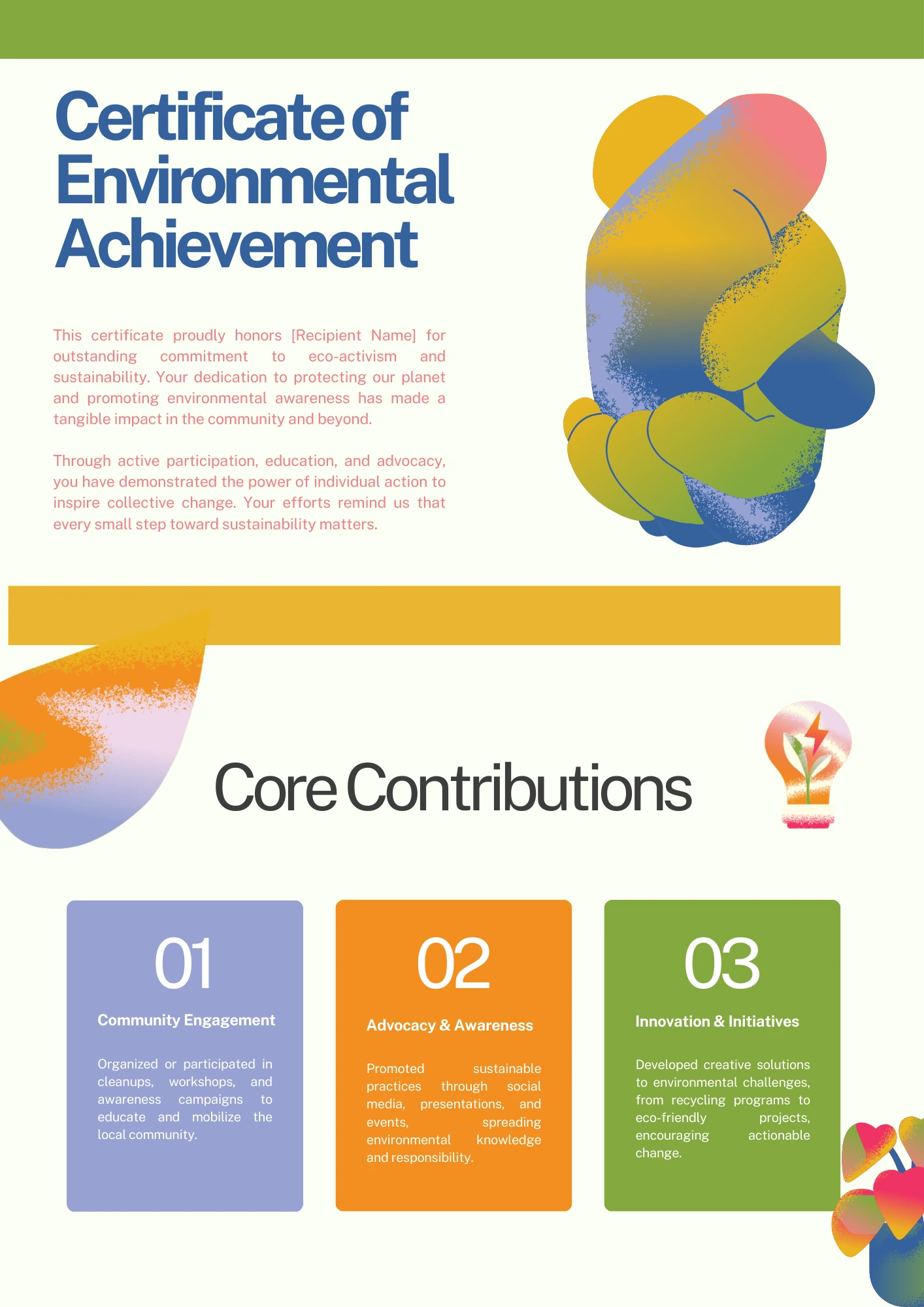 Eco Activism Certificate Template