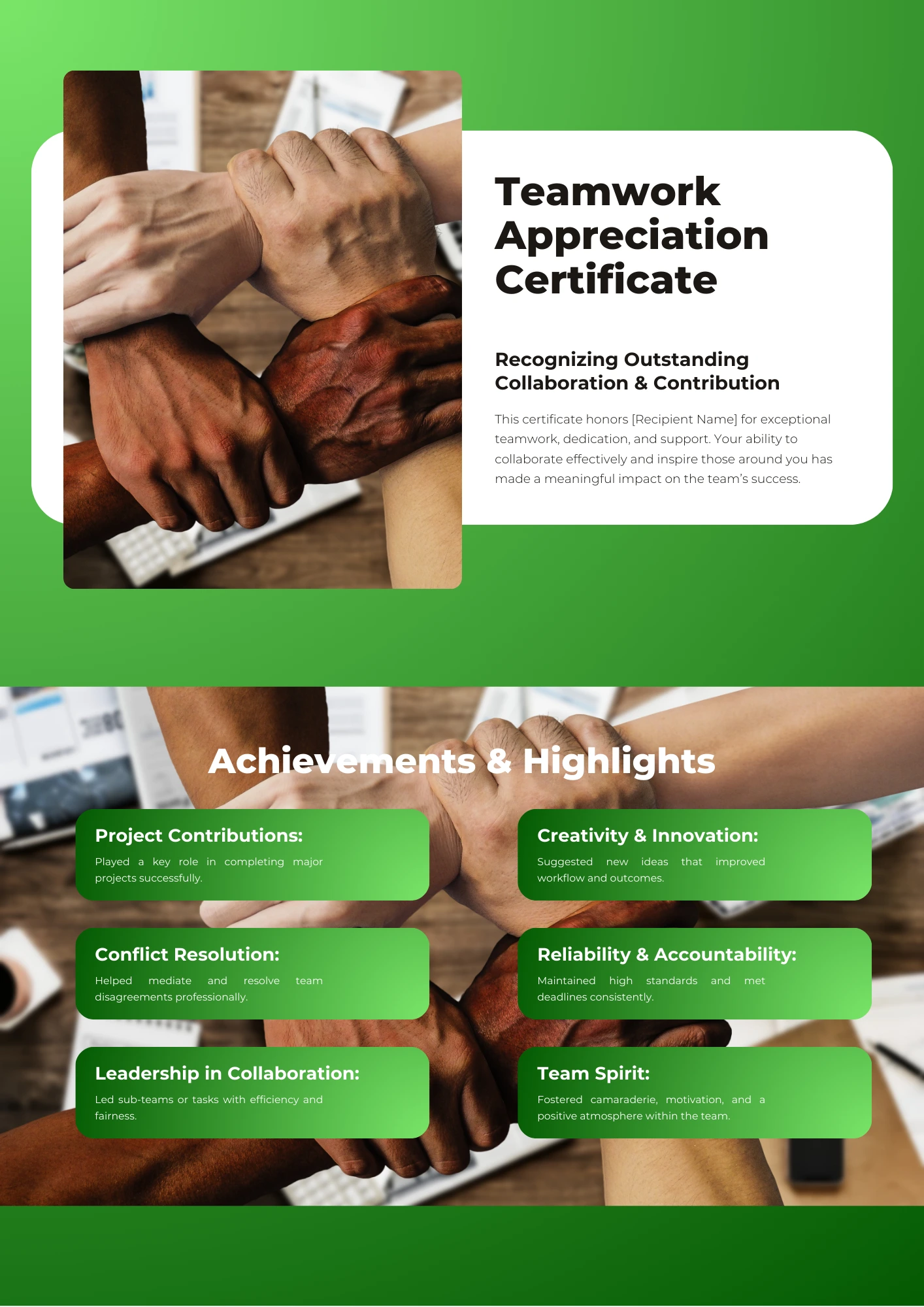 Teamwork Appreciation Certificate