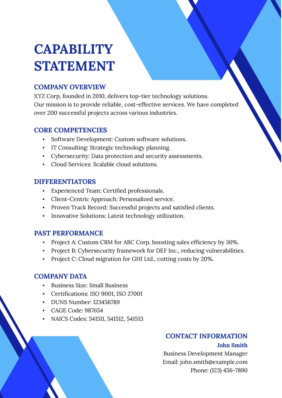 Capability Statement Template