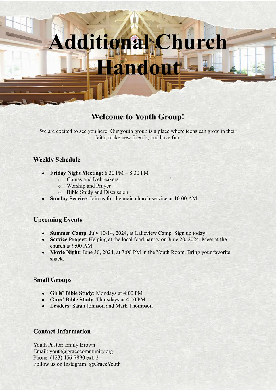 Church Handout Templates