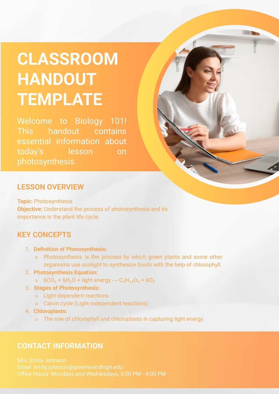 Classroom Handout Template