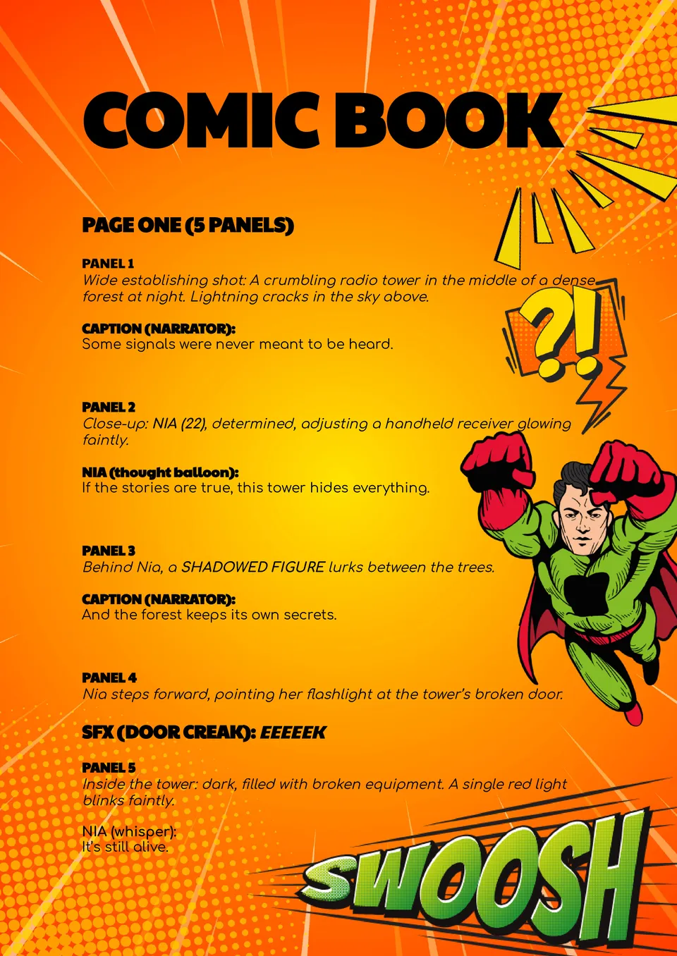 Comic Book Script Template