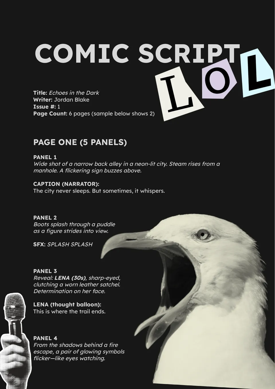 Comic Book Script Template