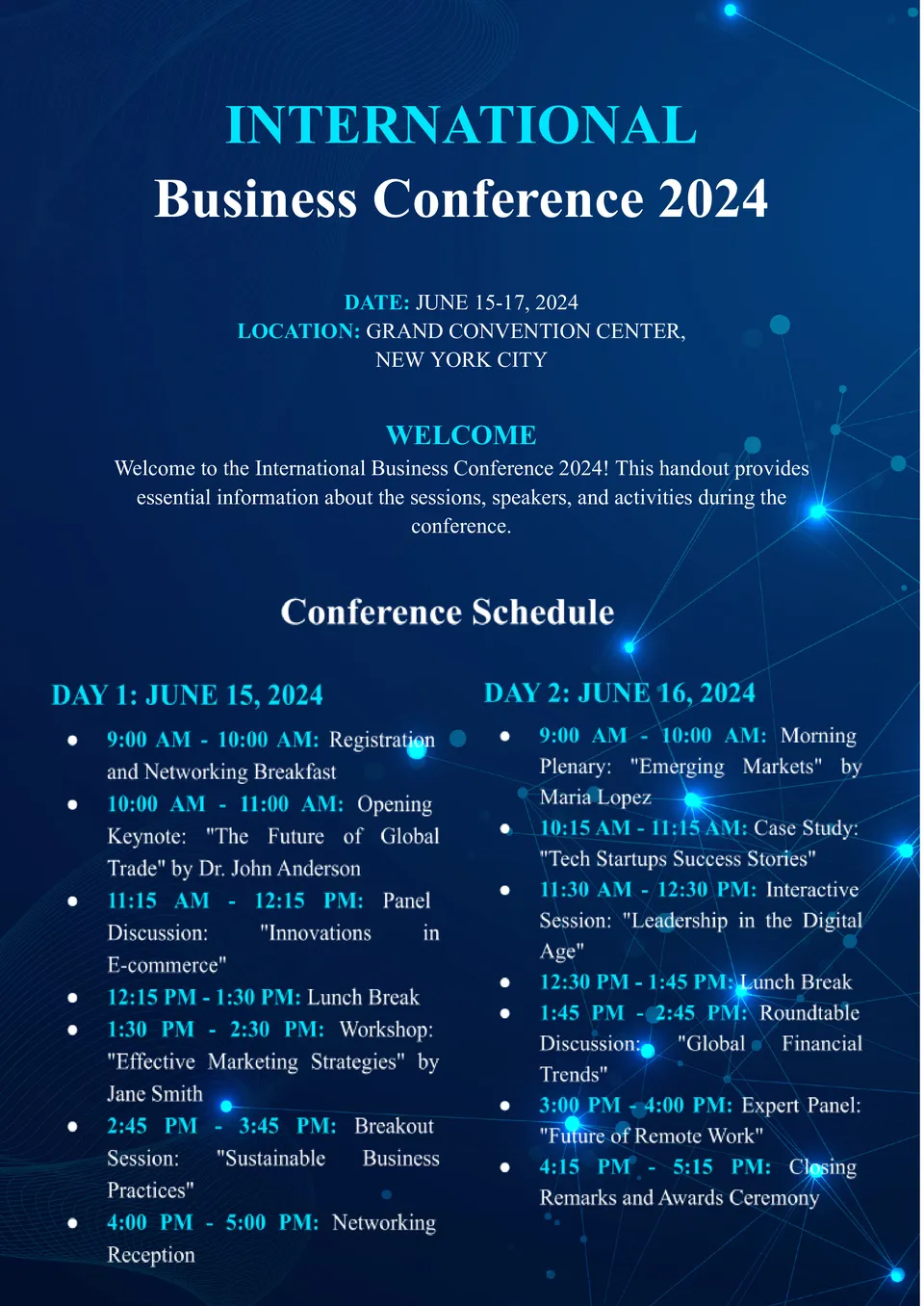 Conference Handout Template