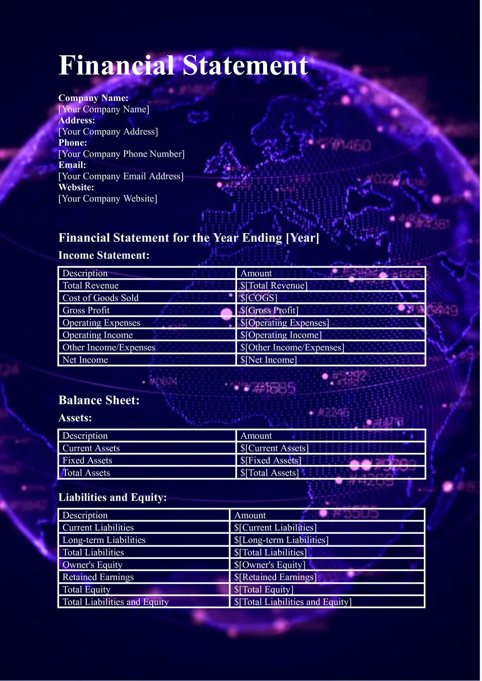 Financial Statement Template