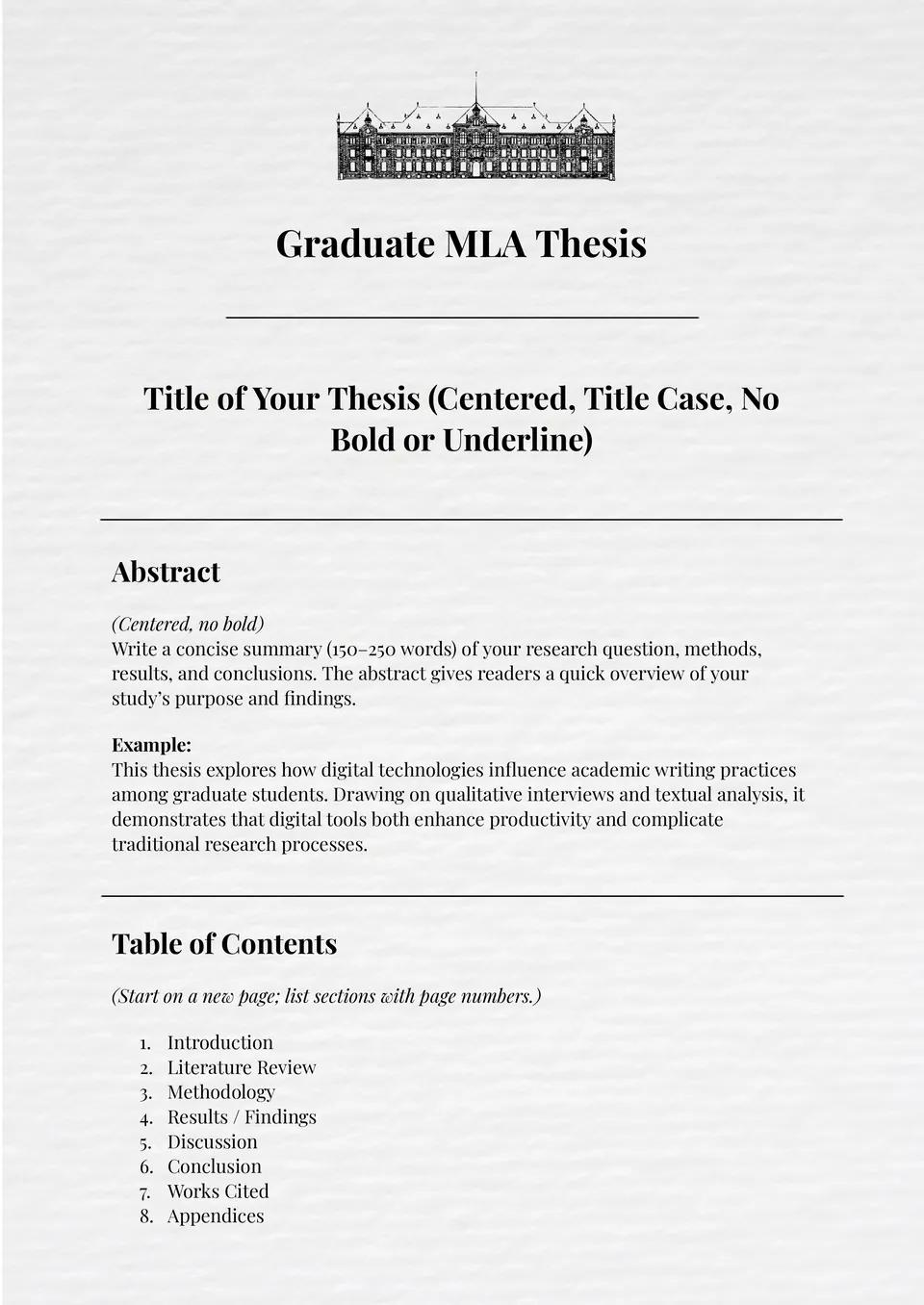 Graduate MLA Thesis Template