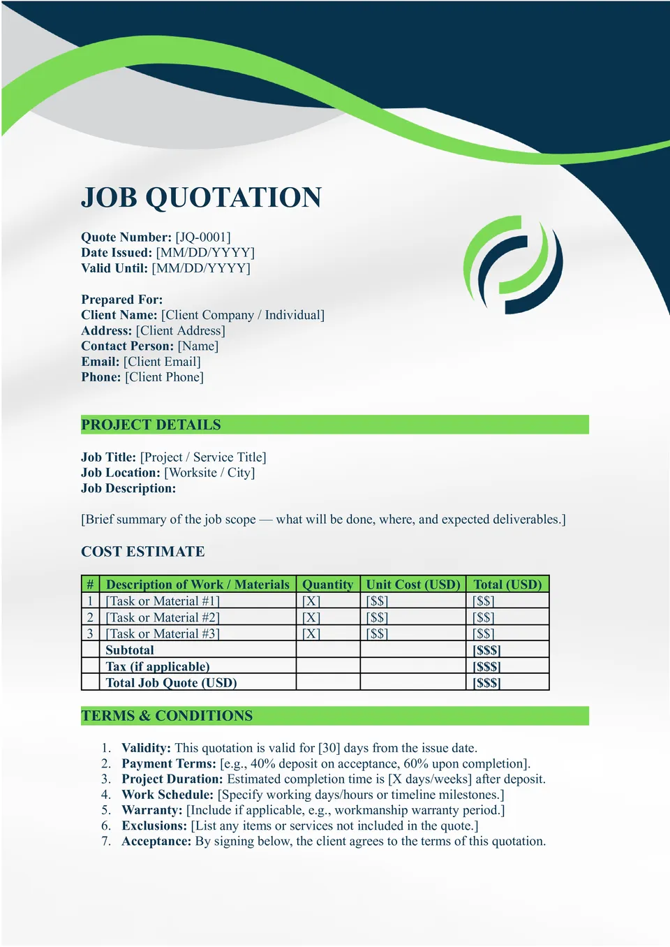 Job Quote Template