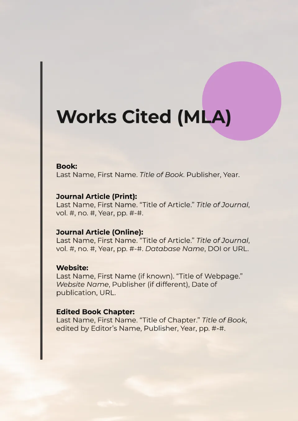 MLA Works Cited Template