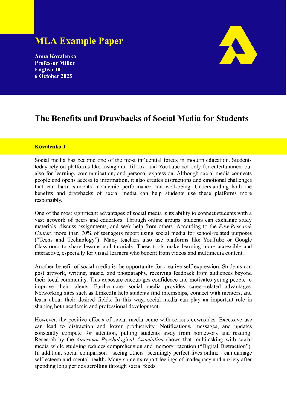 Minimal MLA Template