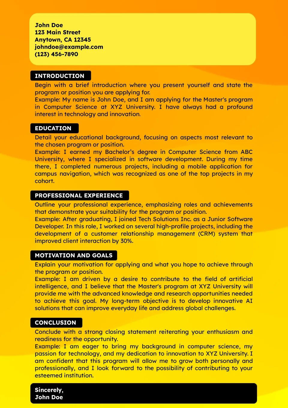 Personal Statement Template