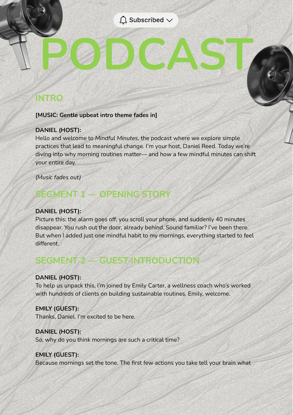 Podcast Script Template