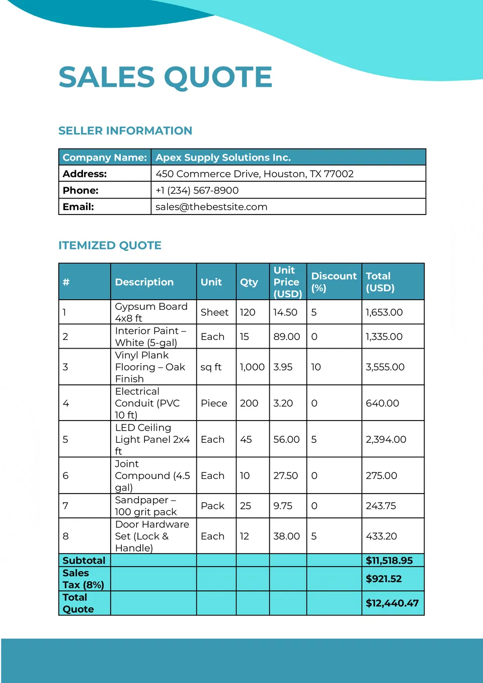 Sales Quote Template