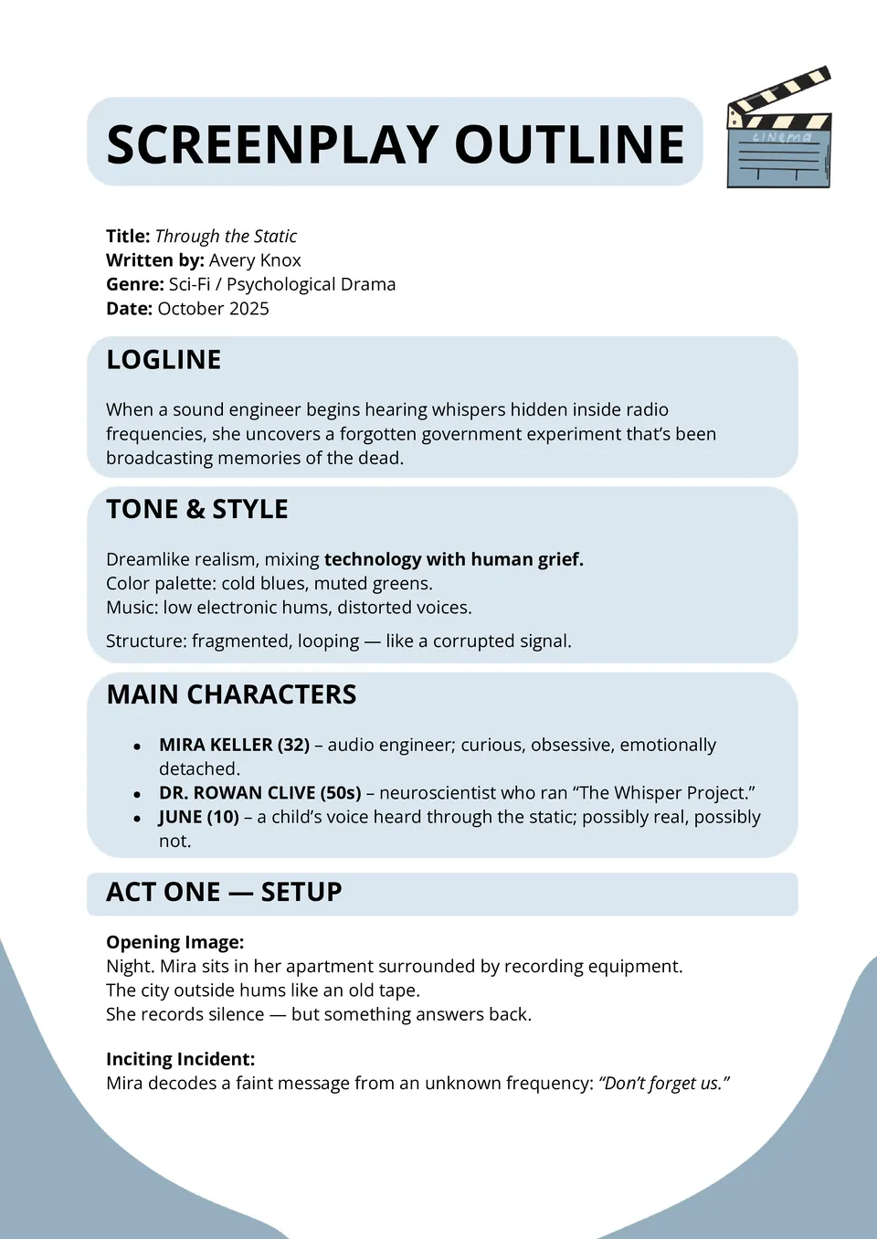 Screenplay Outline Template