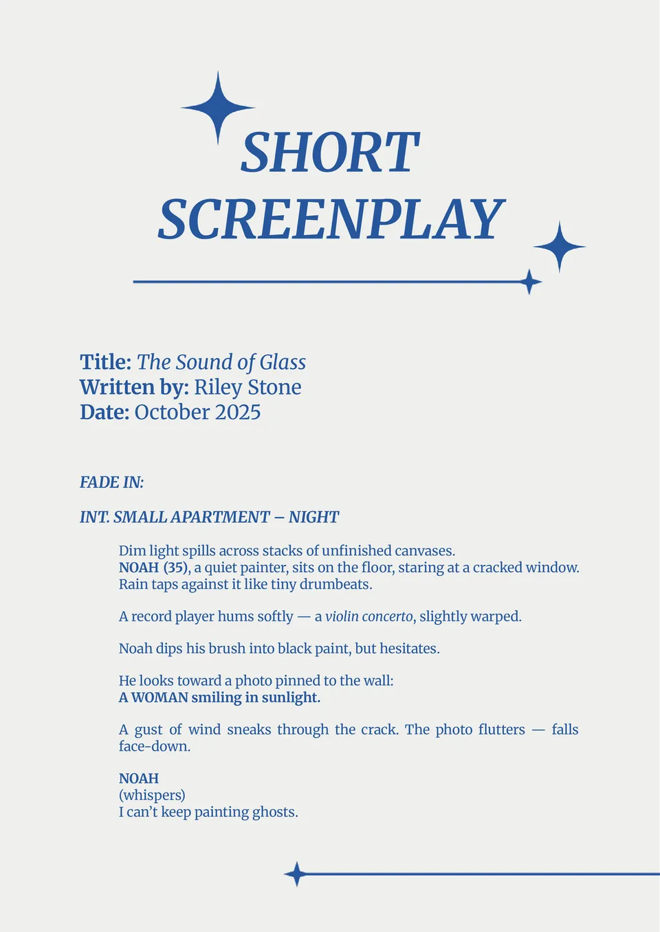 Short Screenplay Template