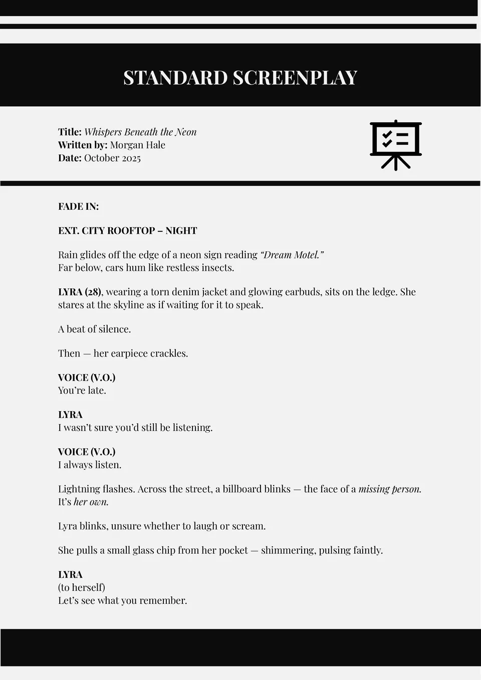 Standard Screenplay Template