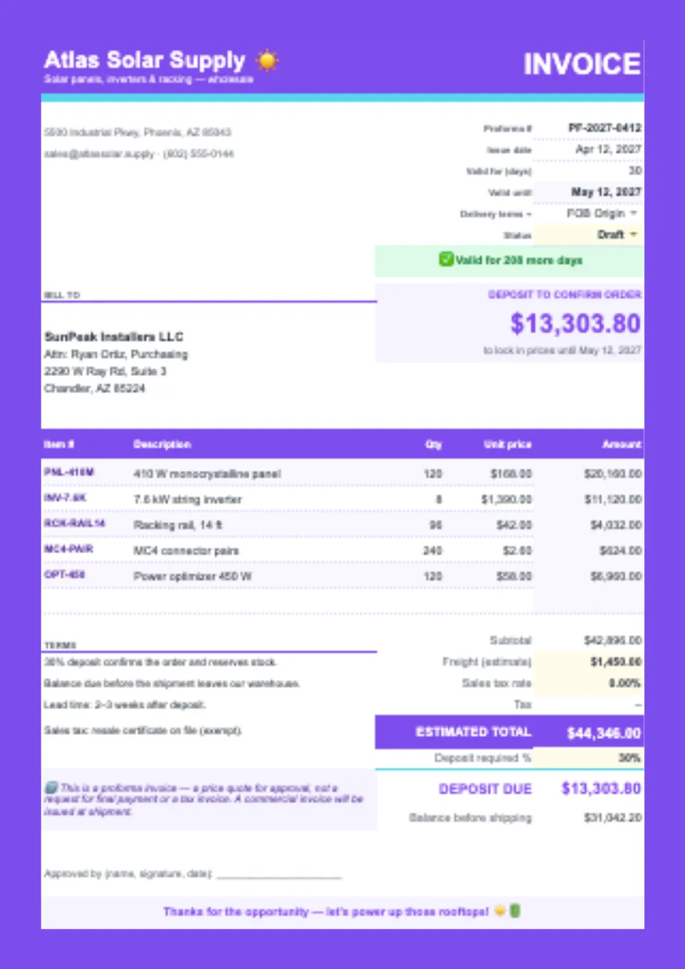 Proforma Invoice Template
