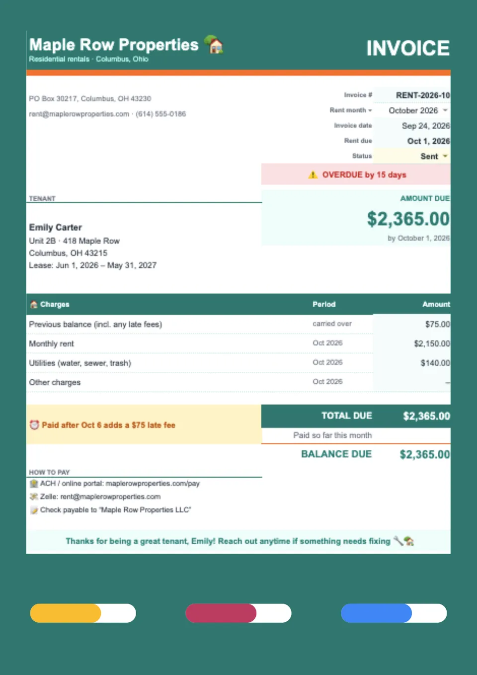 Rental Invoice Template